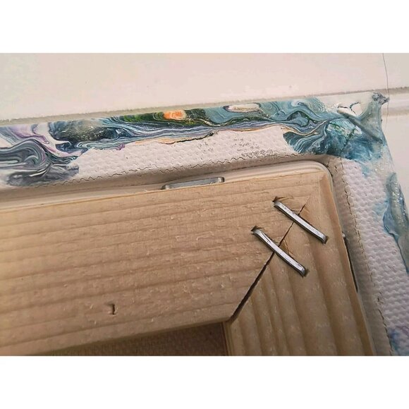 SET/2 Coastal Waves Flow Fluid Art, Hand Painted, Swipe and Spin Abstract, EUC - Picture 8 of 16